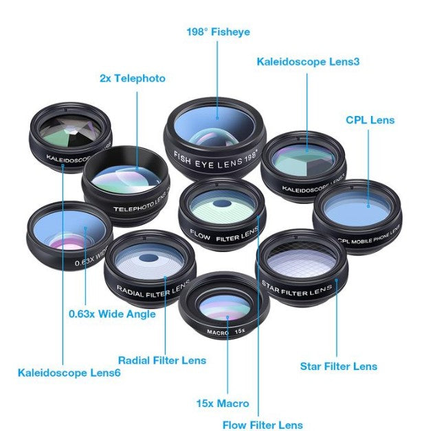 10-in-1 Phone Camera Lens Kit — Fisheye, Wide Angle & Macro for Smartphones