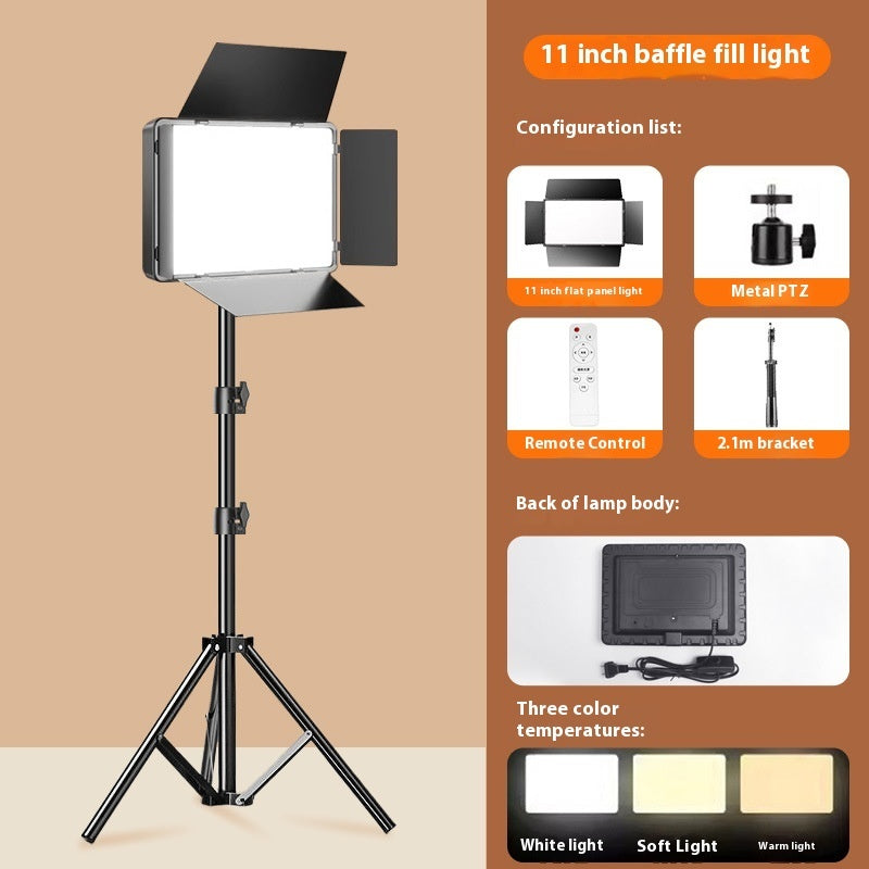 LED Video Fill Light Panel with Stand — Streaming & Photography Key Light, 3 Color Temps
