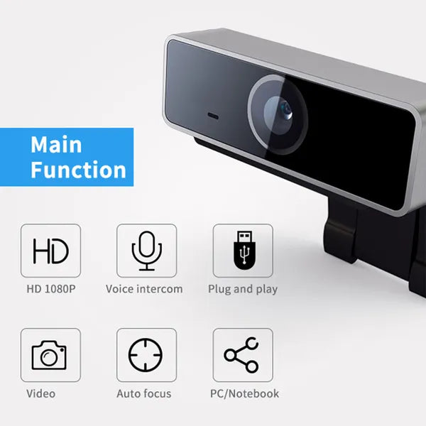 HD 1080P Webcam with Microphone — Auto Focus USB Webcam for Streaming, Video Calls & Remote Work