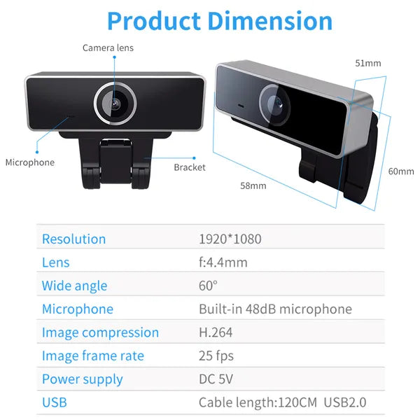 HD 1080P Webcam with Microphone — Auto Focus USB Webcam for Streaming, Video Calls & Remote Work