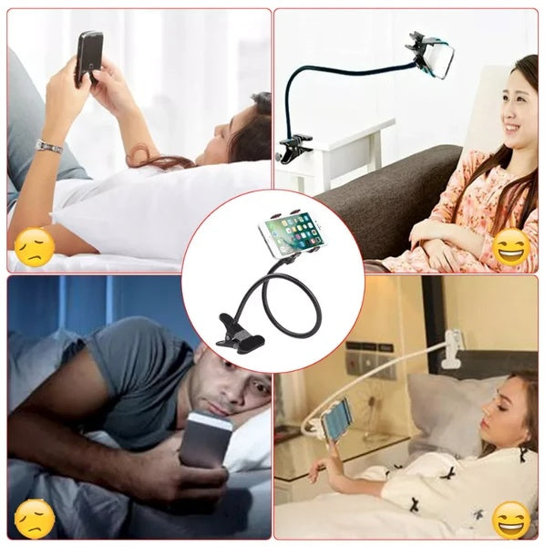 Flexible Gooseneck Phone Holder — 360° Adjustable Desk & Bed Mount for Streaming