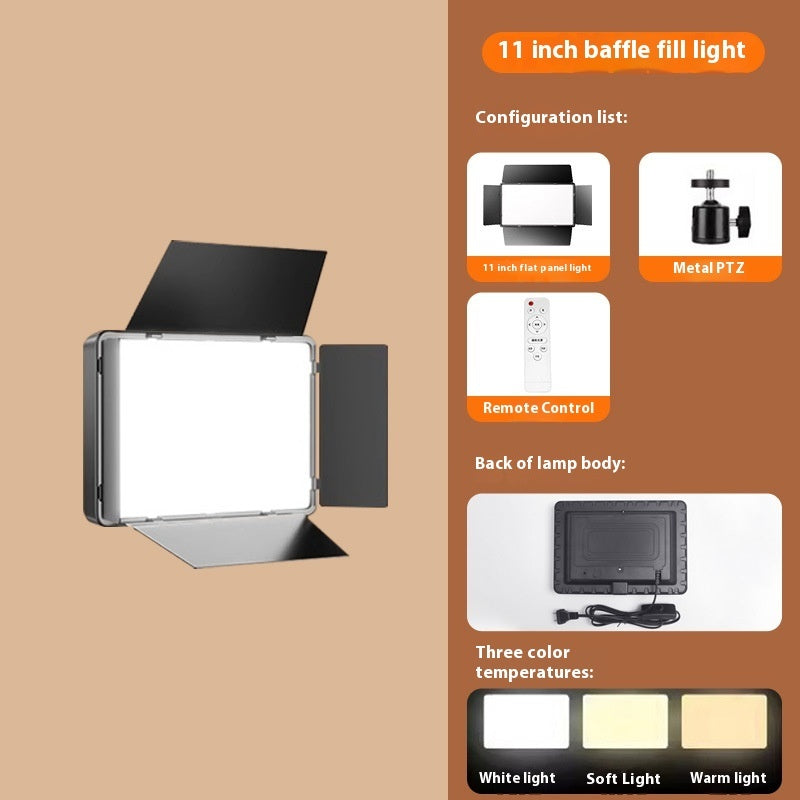 LED Video Fill Light Panel with Stand — Streaming & Photography Key Light, 3 Color Temps
