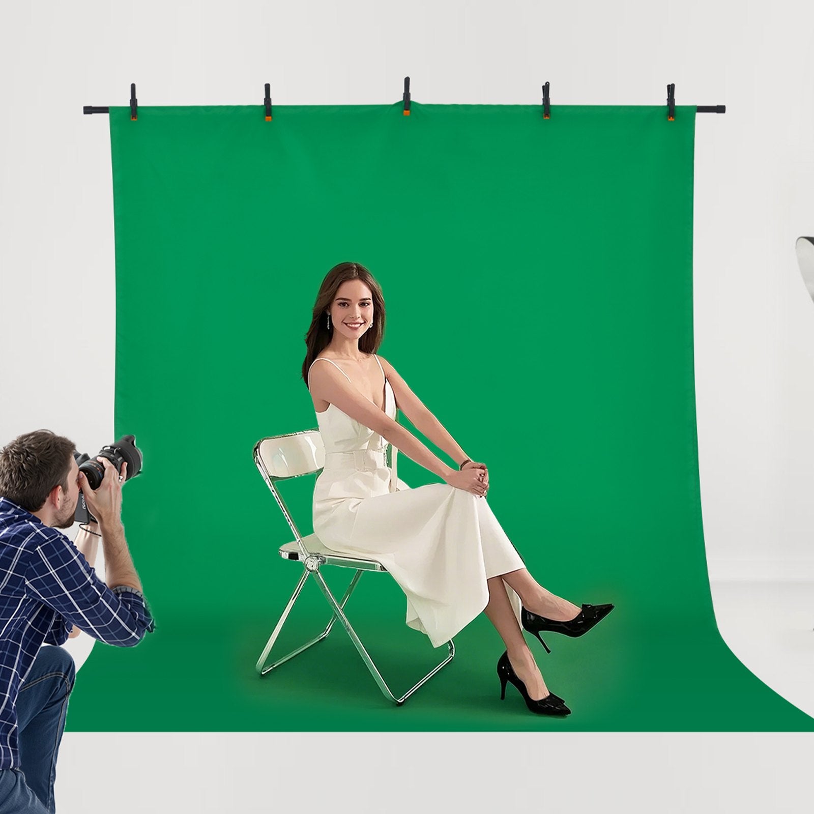 Green Screen Backdrop Stand Kit — 5x6.5 Ft Adjustable Photo & Video Studio Stand for Streamers & Content Creators