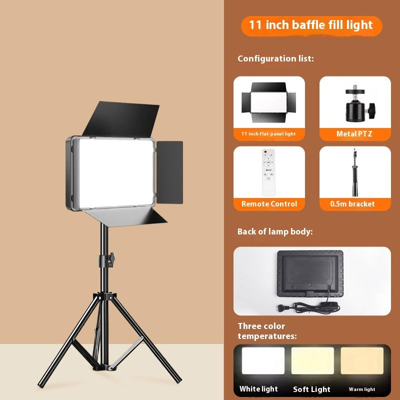 LED Video Fill Light Panel with Stand — Streaming & Photography Key Light, 3 Color Temps