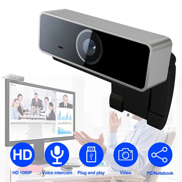 HD 1080P Webcam with Microphone — Auto Focus USB Webcam for Streaming, Video Calls & Remote Work